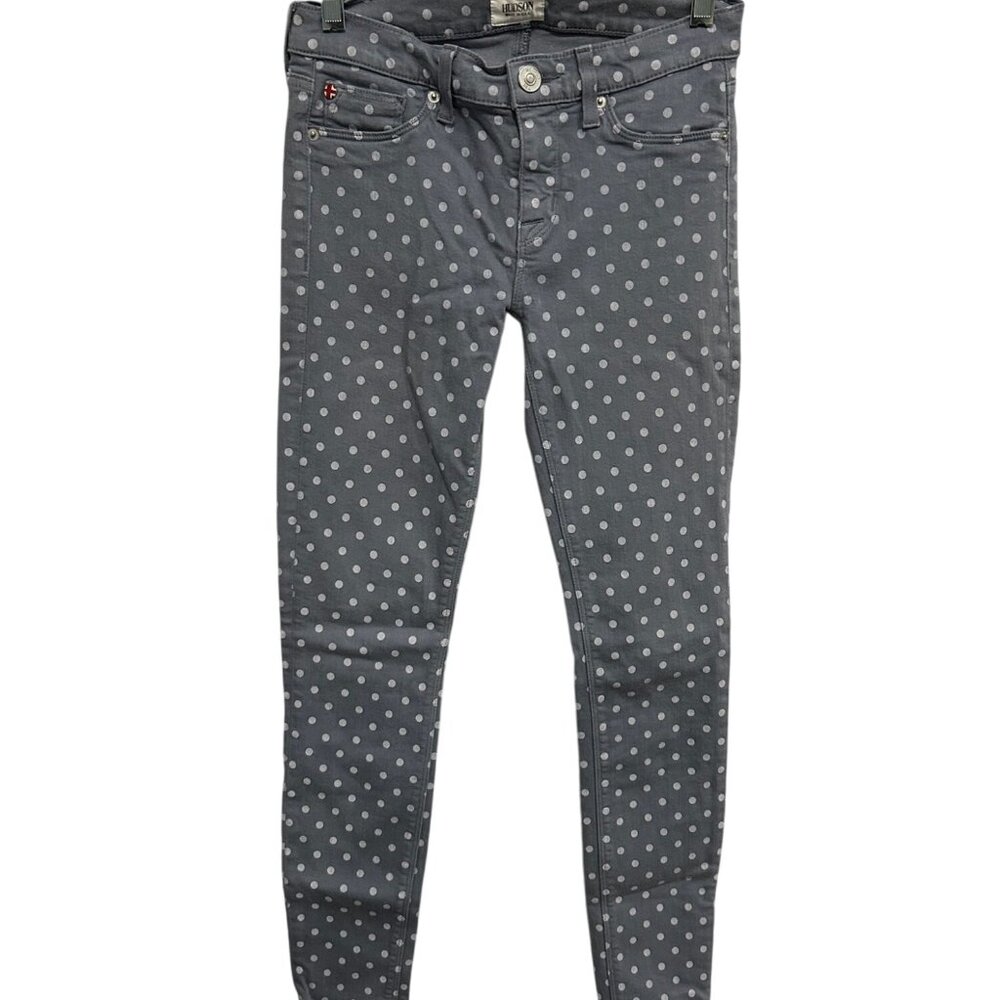 Hudson Womens Polka Dot Skinny Jeans Gray Size 26 Stretch Fitted Y2K Casual